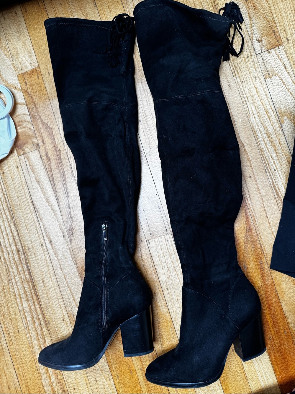 Marc Fisher Over-the-Knee Black Suede Boots with Block Heel